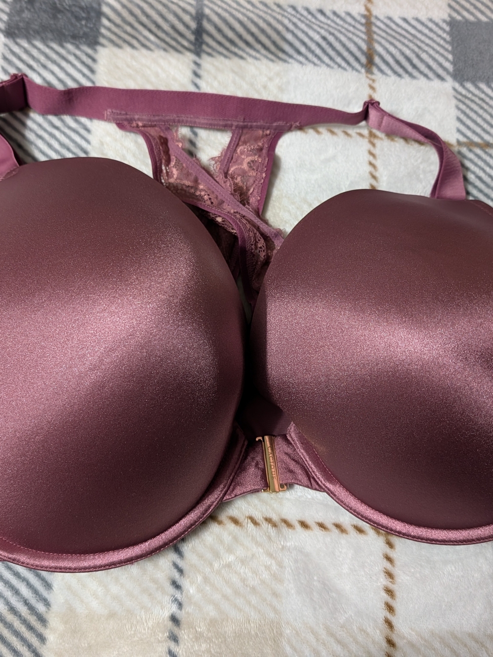 Cacique Satin Push-Up Bra in Deep Plum